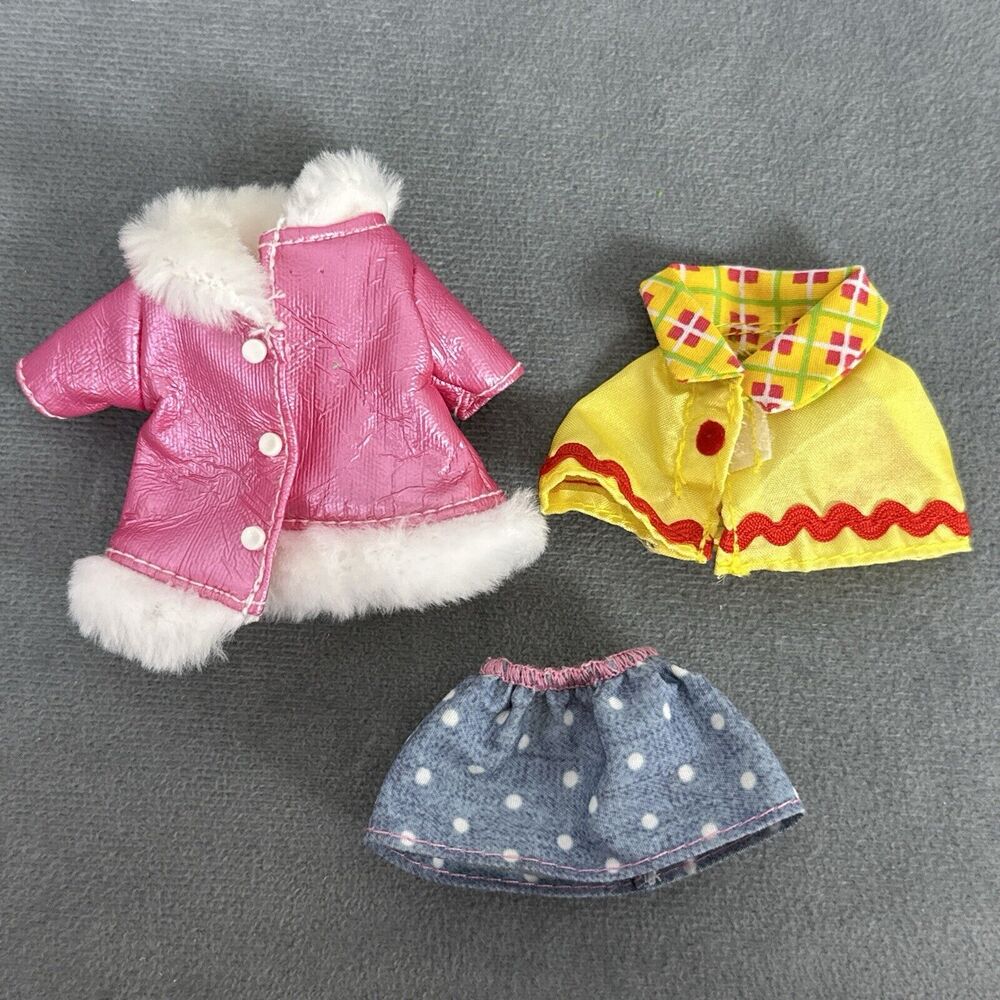 Vintage 1990's Kelly Doll Clothes Barbie Mattel Lot Y2K Pink Coat Yellow Top